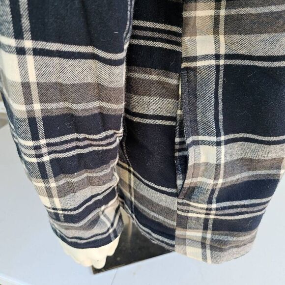 NWT Eddie Bauer Men’s Large Hooded Shirt Jacket Gunmetal Soloman Plaid shacket - Picture 7 of 10